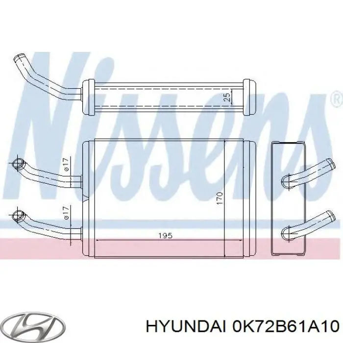 0K72B61A10 Hyundai/Kia Радіатор опалювача салону