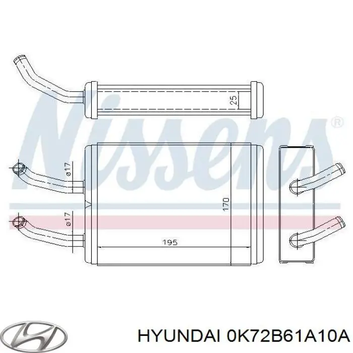 0K72B61A10A Hyundai/Kia радіатор пічки (обігрівача)