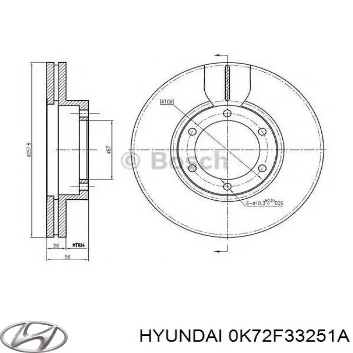 Купити 0K72F33251A Hyundai/Kia Ротор гальмівний