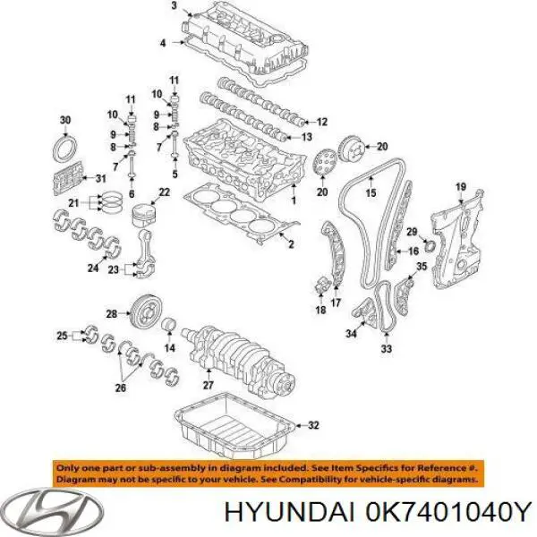 Купити 0K7401040Y Hyundai/Kia Прокладка піддону картера двигуна