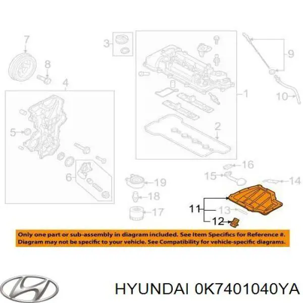 0K7401040YA Hyundai/Kia прокладка піддону картера двигуна