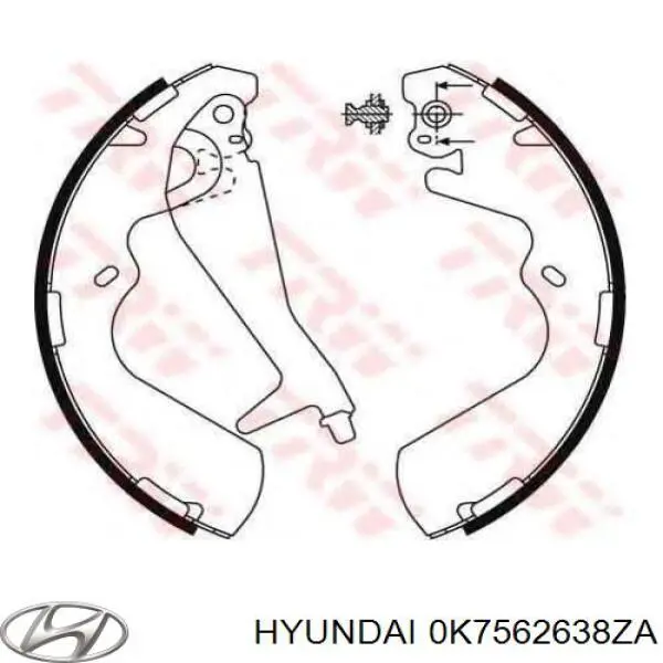 Колодки гальмові задні, барабанні 0K7562638ZA Hyundai/Kia