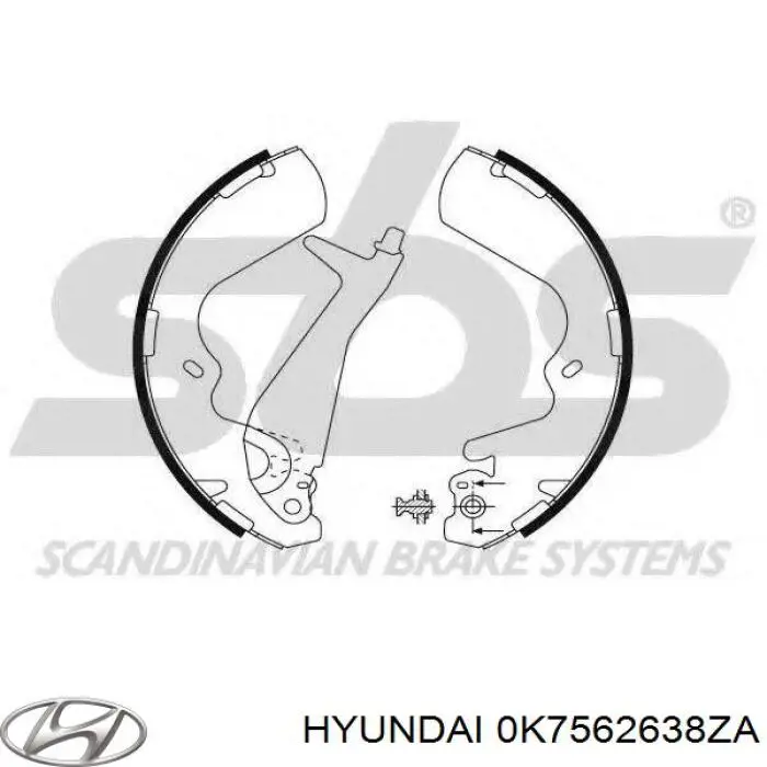 0K7562638ZA Hyundai/Kia Колодки гальмівні задні, барабанні