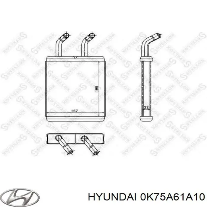 Радіатор пічки (обігрівача) 0K75A61A10 Hyundai/Kia