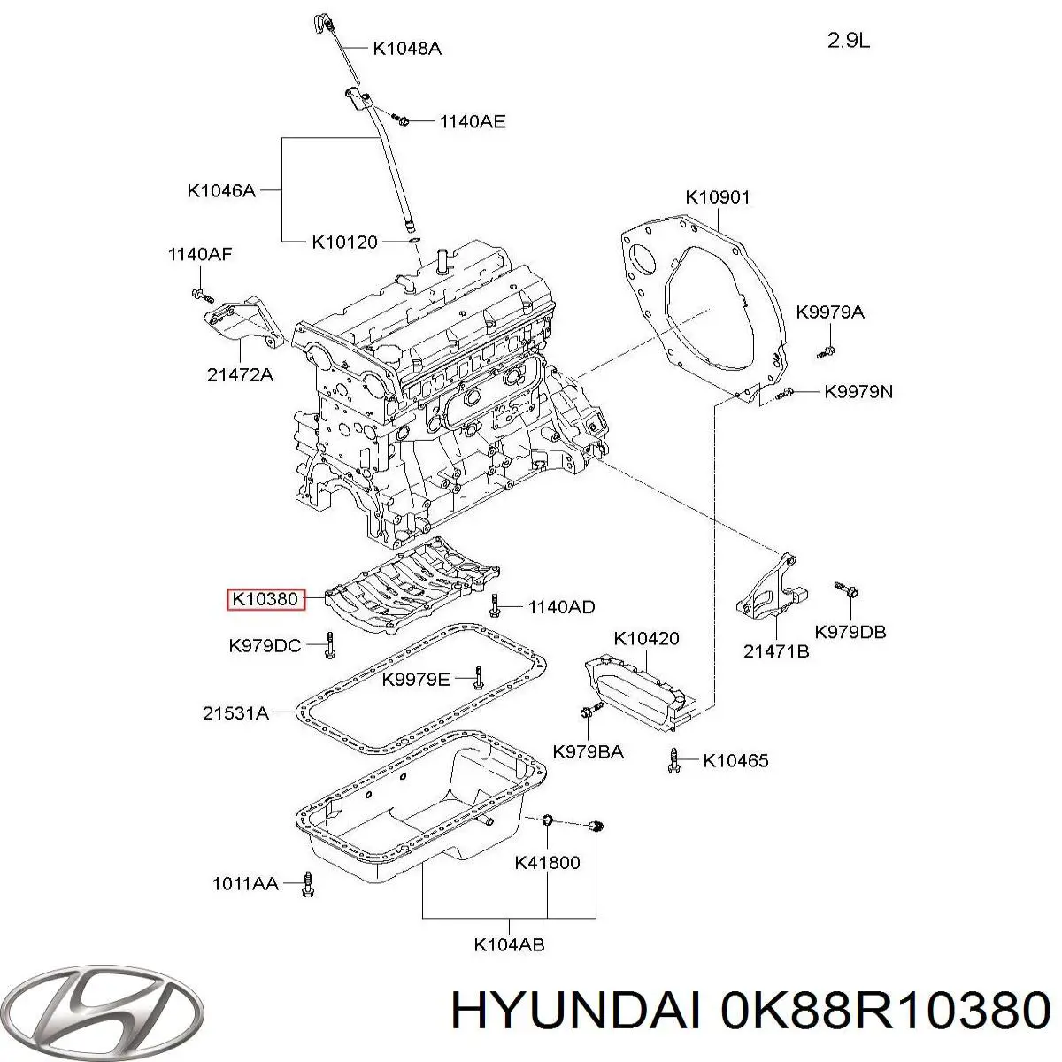  Hyundai/Kia 0K88R10380 ціна, від 21.53 USD