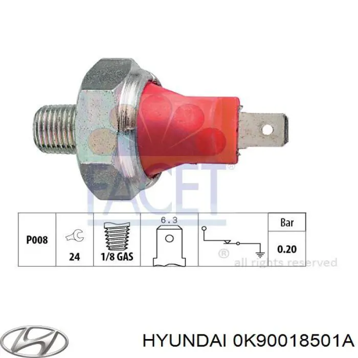 0K90018501A Hyundai/Kia Датчик тиску масла