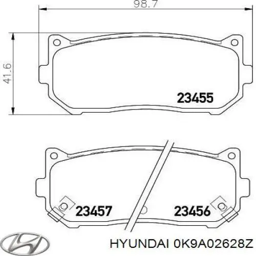 0K9A02628Z Hyundai/Kia Колодки гальмівні задні, дискові