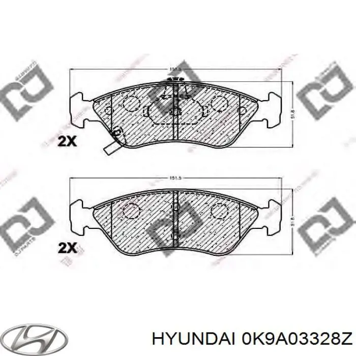 Передні тормозні колодки 0K9A03328Z Hyundai/Kia