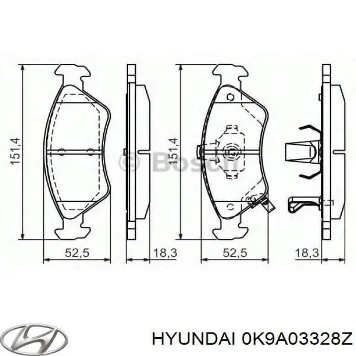 Гальмівні колодки Hyundai/Kia 0K9A03328Z ціна, від 17.88 USD