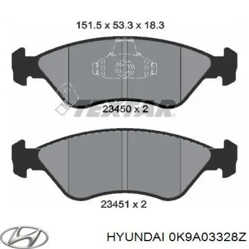 Купити 0K9A03328Z Hyundai/Kia Колодки гальмівні передні, дискові