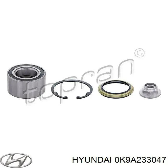 Комплект підшипник маточини передньої Hyundai/Kia 0K9A233047 ціна, від 17.90 USD