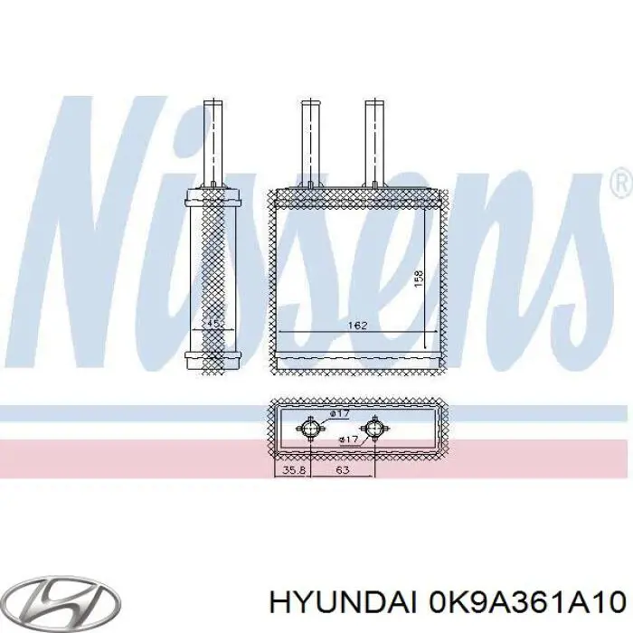 0K9A361A10 Hyundai/Kia Радіатор опалювача салону