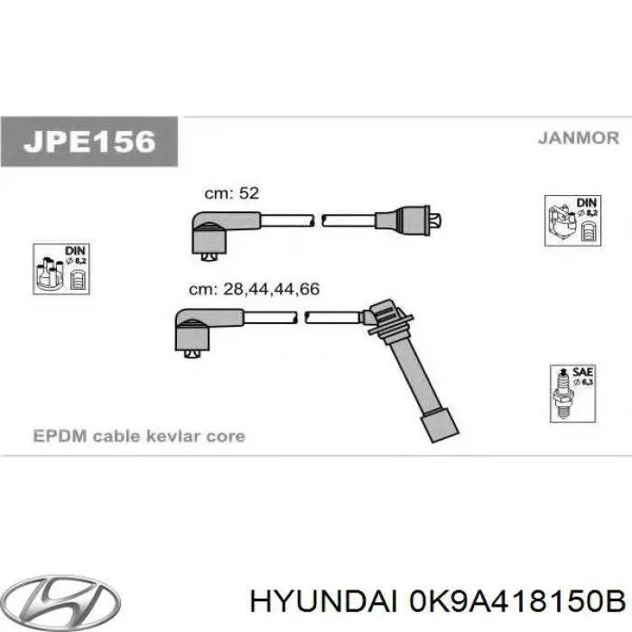 0K9A418150B Hyundai/Kia дріт високовольтні, комплект