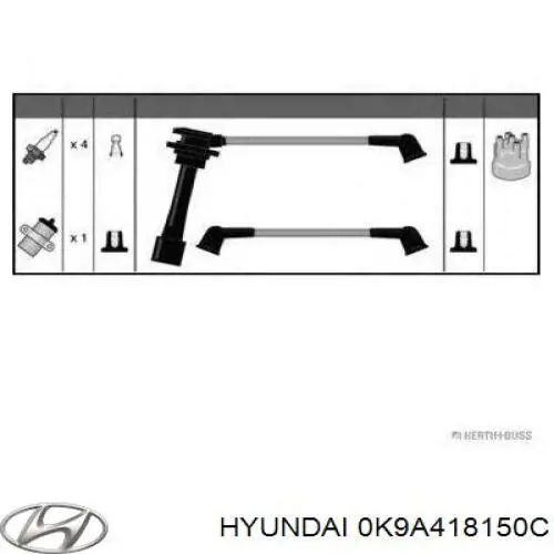 0K9A418150C Hyundai/Kia дріт високовольтні, комплект