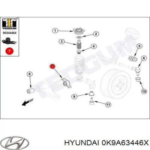 Купити 0K9A63446X Hyundai/Kia Сайлентблок передньої підвіски