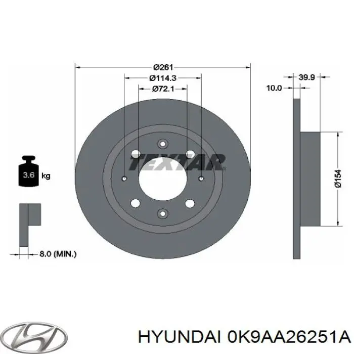 0K9AA26251A Hyundai/Kia Дискові гальма