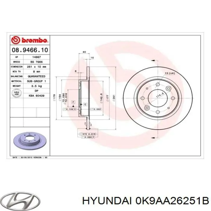 Гальмівні диски 0K9AA26251B Hyundai/Kia