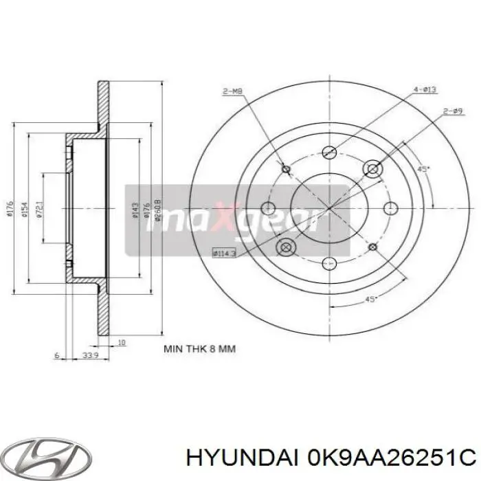 Купити 0K9AA26251C Hyundai/Kia Диск заднього гальма