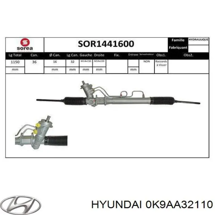 0K9AA32110 Hyundai/Kia рейка рульова