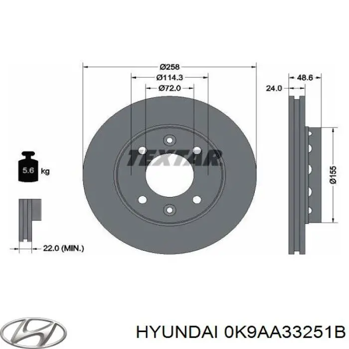 Гальмівні диски передні 0K9AA33251B Hyundai/Kia