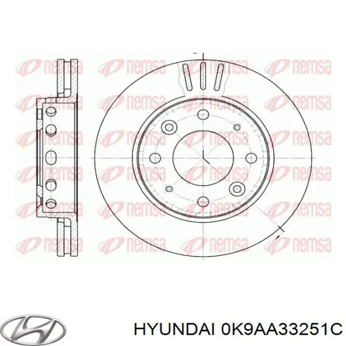 Гальмівні диски передні 0K9AA33251C Hyundai/Kia