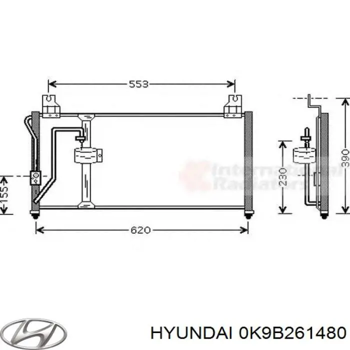 0K9B261480 Hyundai/Kia радіатор кондиціонера