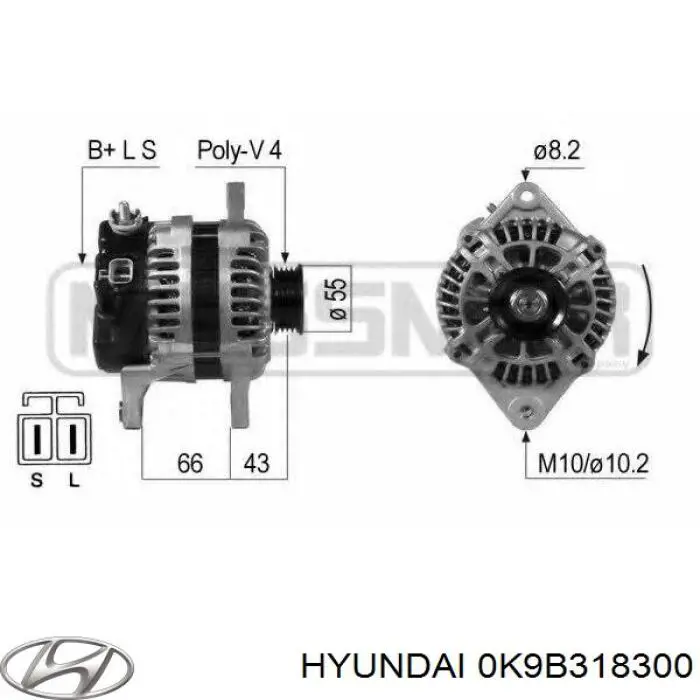 Генератор Hyundai/Kia 0K9B318300 ціна, від 128.60 USD