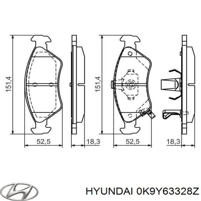 0K9Y63328Z Hyundai/Kia Передні гальмівні колодки