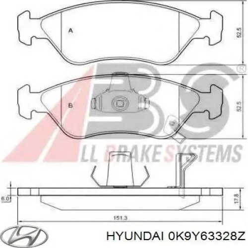0K9Y63328Z Hyundai/Kia колодки гальмівні передні, дискові