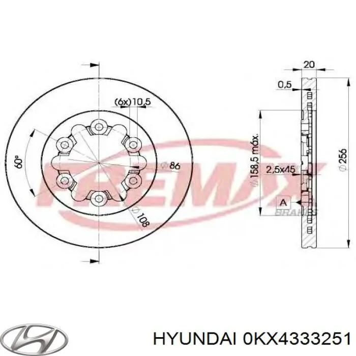 0KX4333251 Hyundai/Kia Гальмо дискове переднє