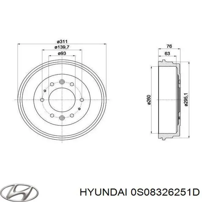 Барабан гальмівний задній Hyundai/Kia 0S08326251D ціна, від 16.14 USD