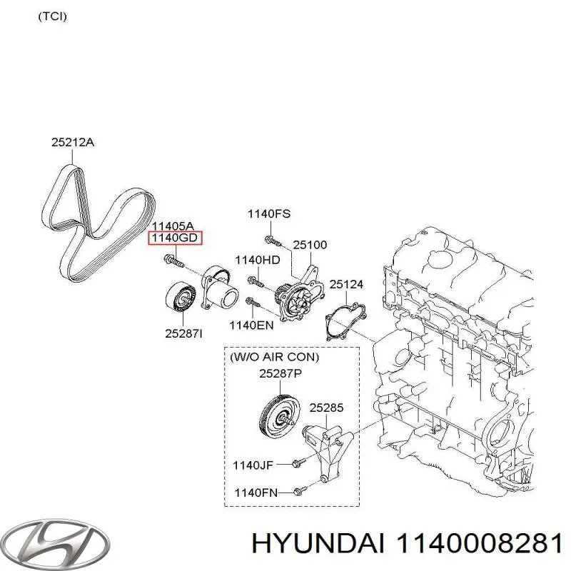  Hyundai/Kia 1140008281 ціна, від 0.28 USD