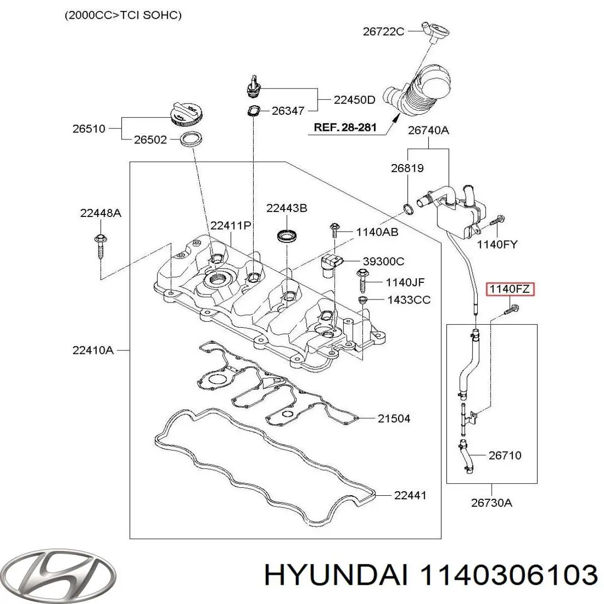  Hyundai/Kia 1140306103 ціна, від 6.49 USD