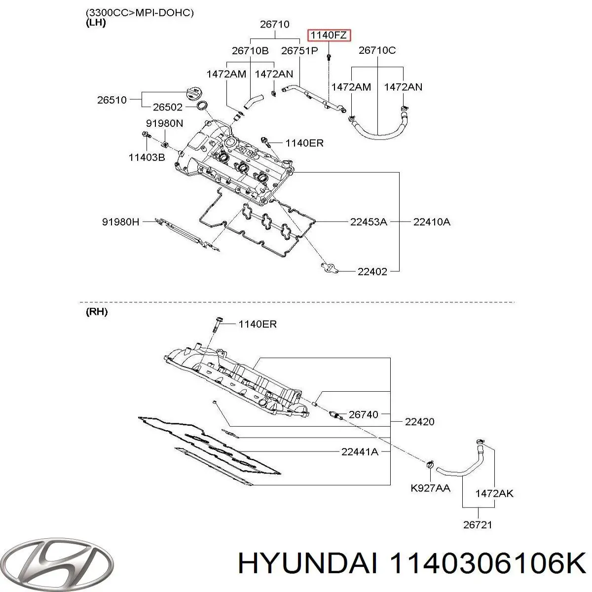 Hyundai/Kia 1140306106K ціна, від 1.38 USD