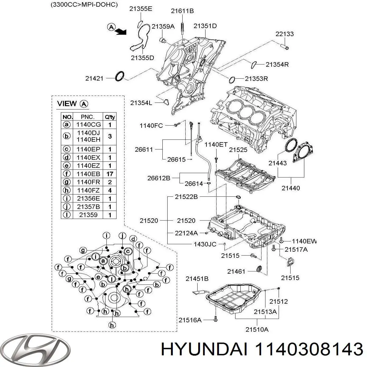  Hyundai/Kia 1140308143 ціна, від 6.49 USD
