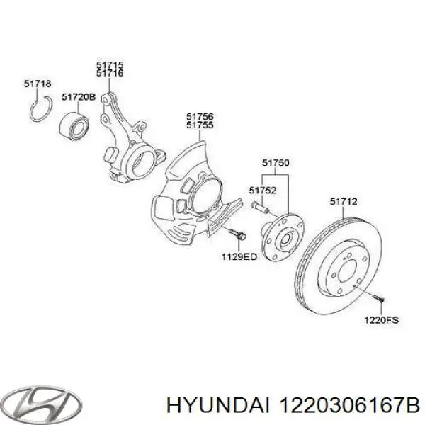 1220306167B Hyundai/Kia болт/гайка кріплення