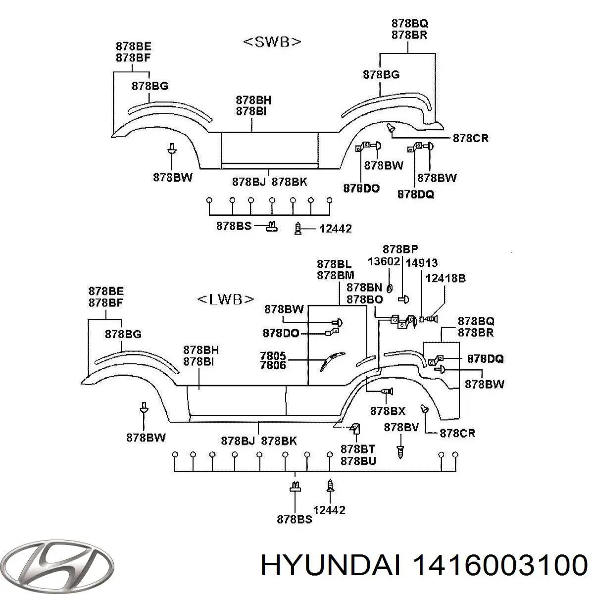 Кріплення переднього бампера Hyundai/Kia 1416003100 ціна, від 0.97 USD