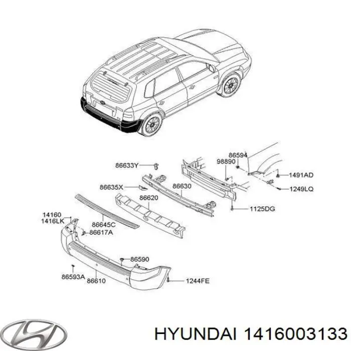  Hyundai/Kia 1416003133 ціна, від 0.51 USD