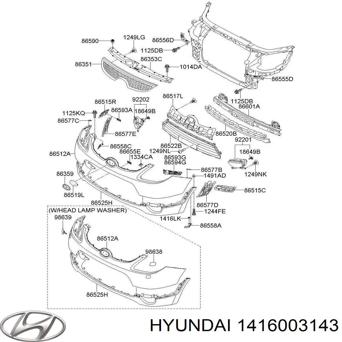  Hyundai/Kia 1416003143 ціна, від 0.61 USD