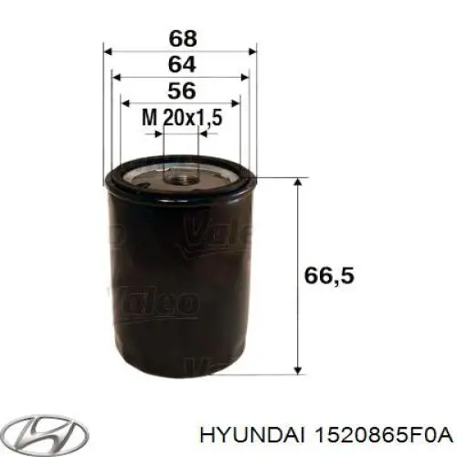 Фільтр масляний 1520865F0A Hyundai/Kia