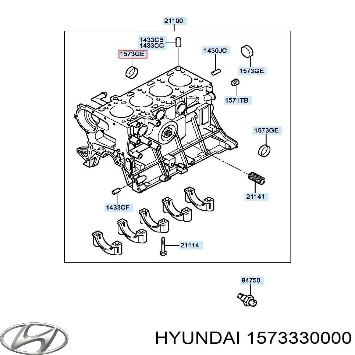 Заглушка ГБЦ/блоку циліндрів Hyundai/Kia 1573330000 ціна, від 1.44 USD