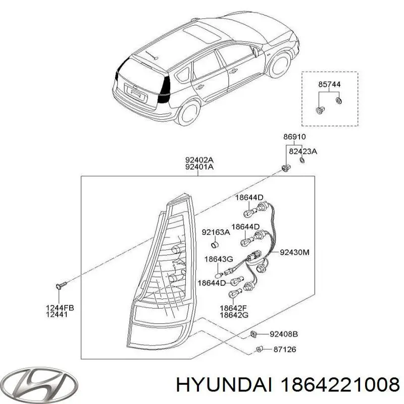 1864221008 Hyundai/Kia Лампочка стоп сигналу заднього ліхтаря