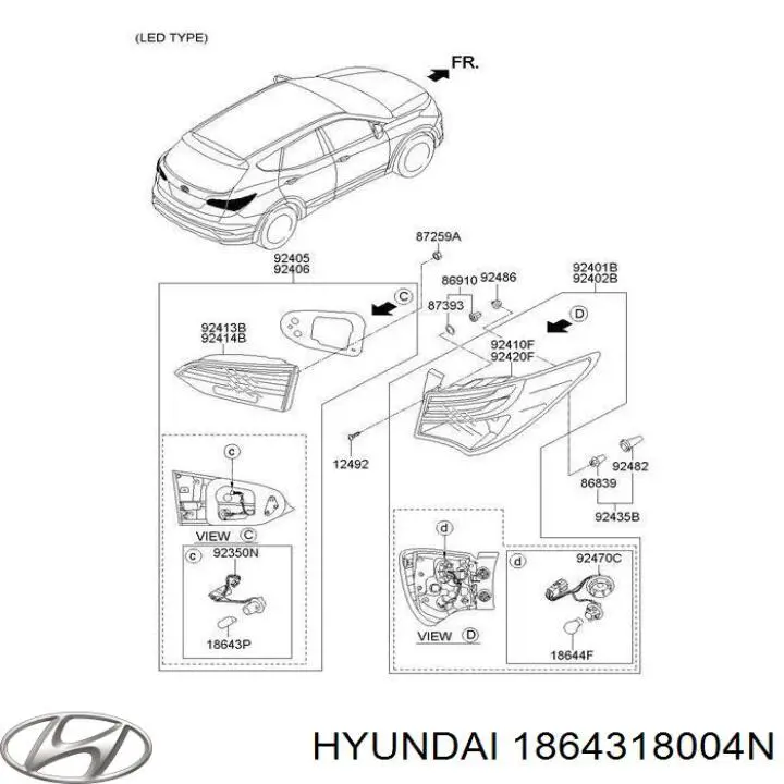 1864318004N Hyundai/Kia лампочка