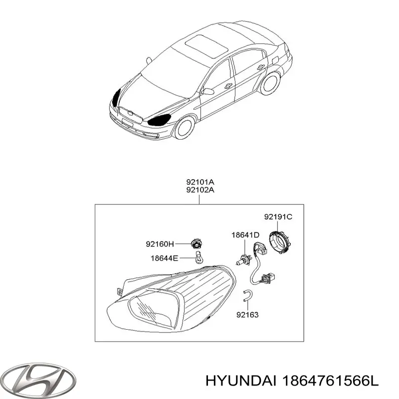 Купити 1864761566L Hyundai/Kia Лампочка галогенова, дальній/ближній