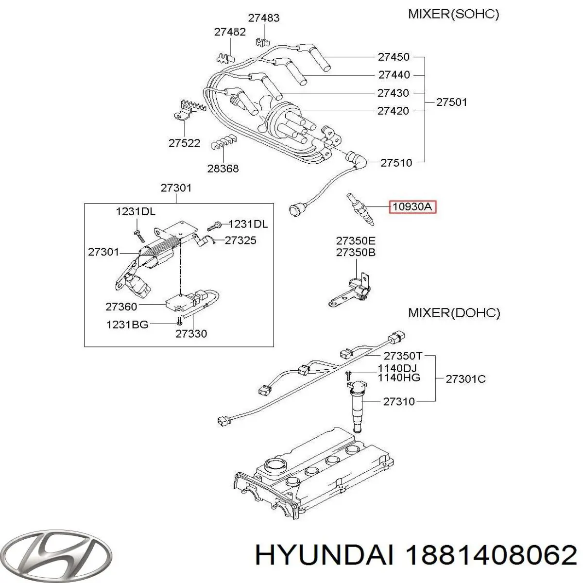 Свічки запалювання 1881408062 Hyundai/Kia