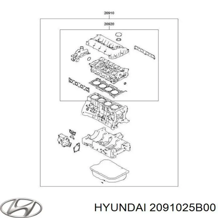 2091025B00 Hyundai/Kia комплект прокладок двигуна, повний