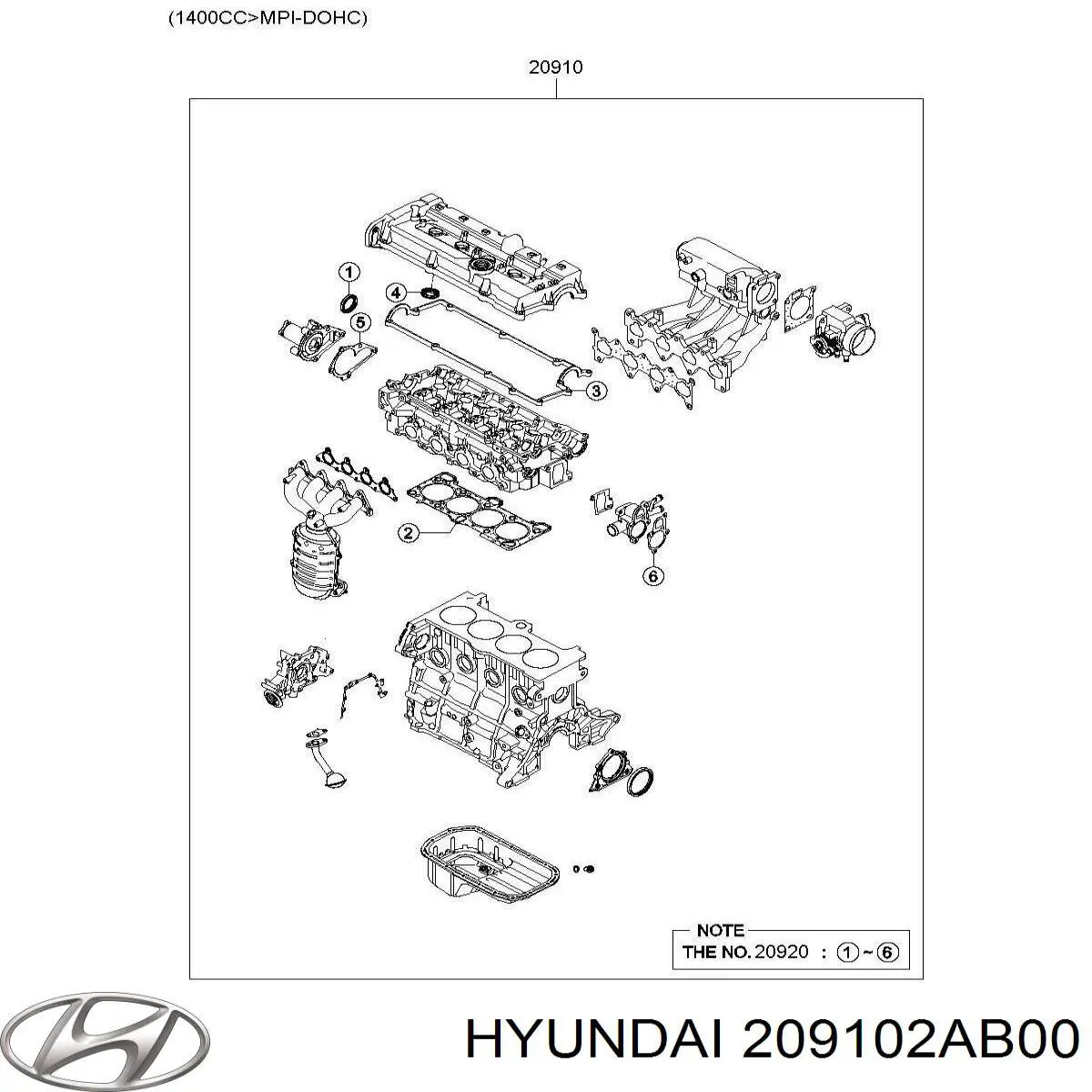 Комплект прокладок двигуна, повний Hyundai/Kia 209102AB00 ціна, від 206.97 USD