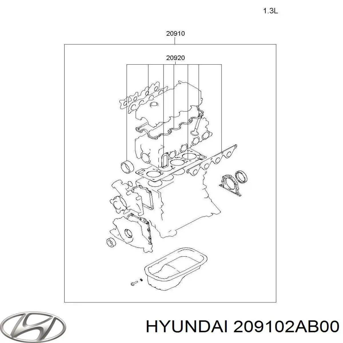 209102AB00 Hyundai/Kia Набір прокладок двигуна