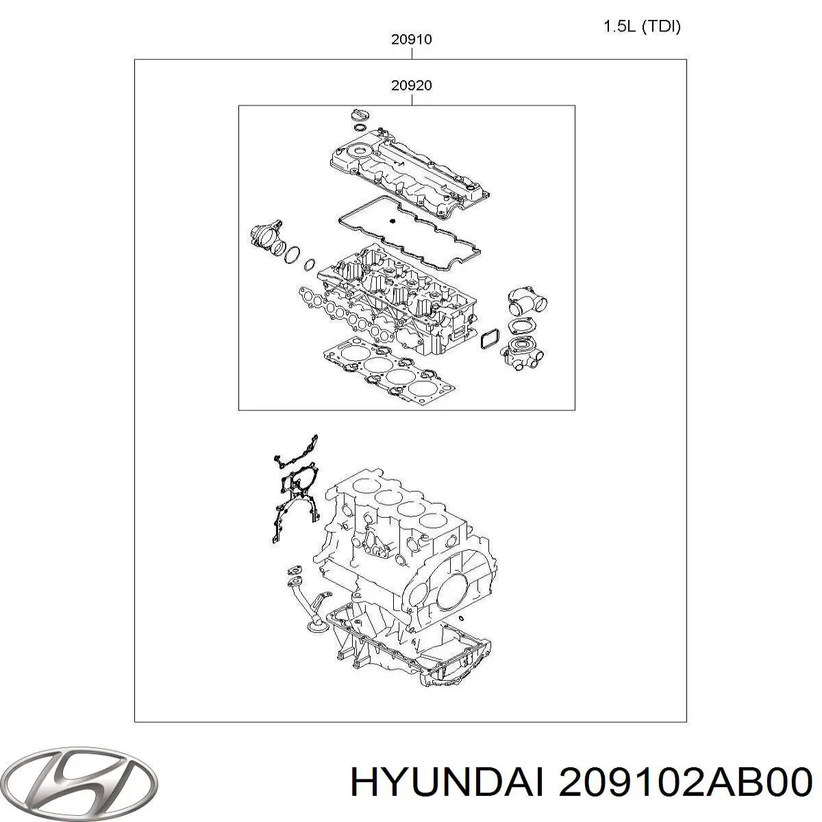 Купити 209102AB00 Hyundai/Kia Комплект прокладок