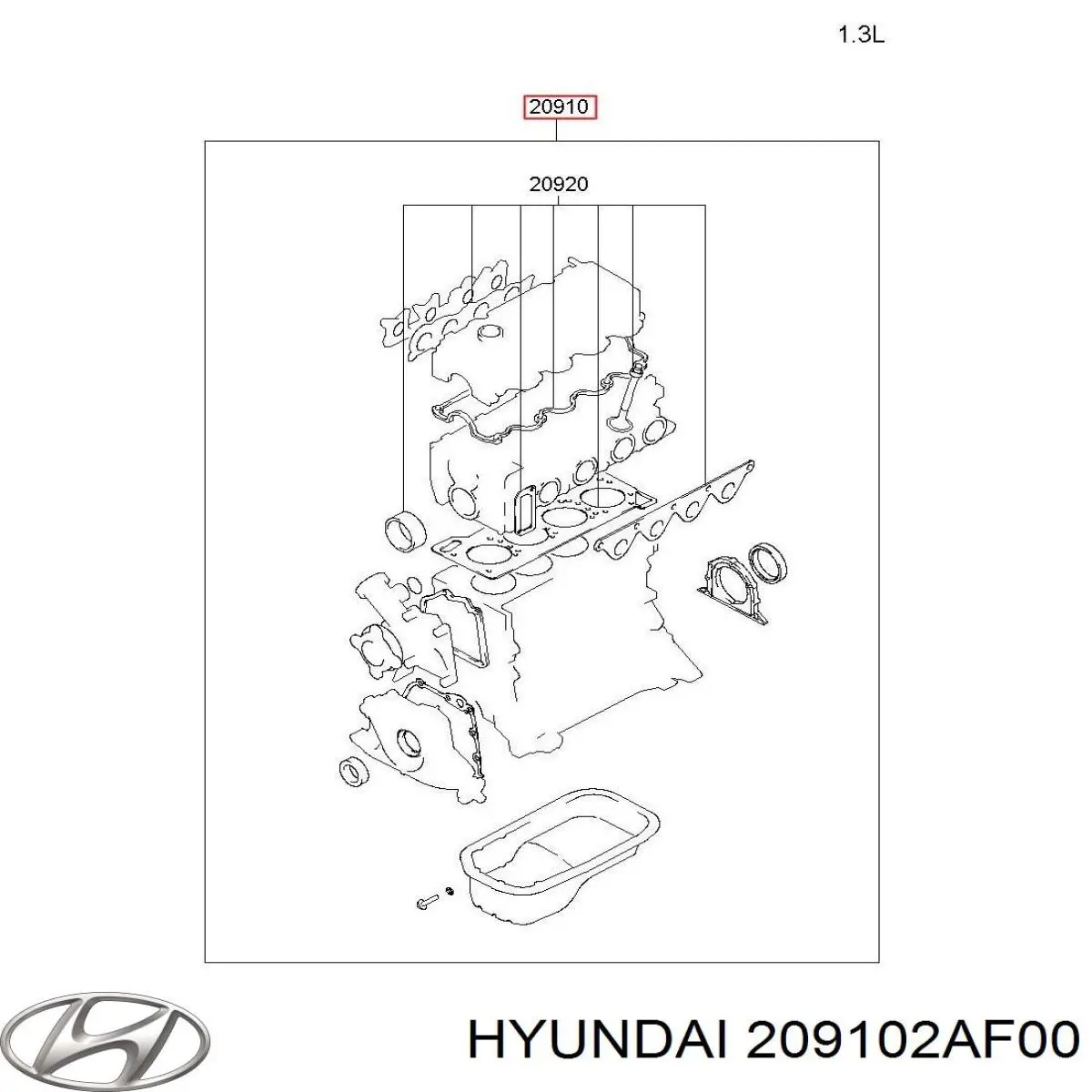 Комплект прокладок двигуна, повний Hyundai/Kia 209102AF00 ціна, від 70.63 USD